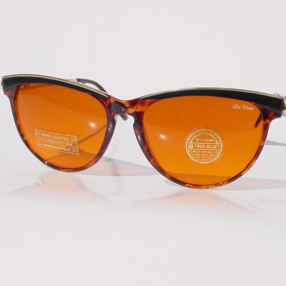 NWT TruVintage retro fashion combo frame w/"De'Vons" logo true blue blocker lens